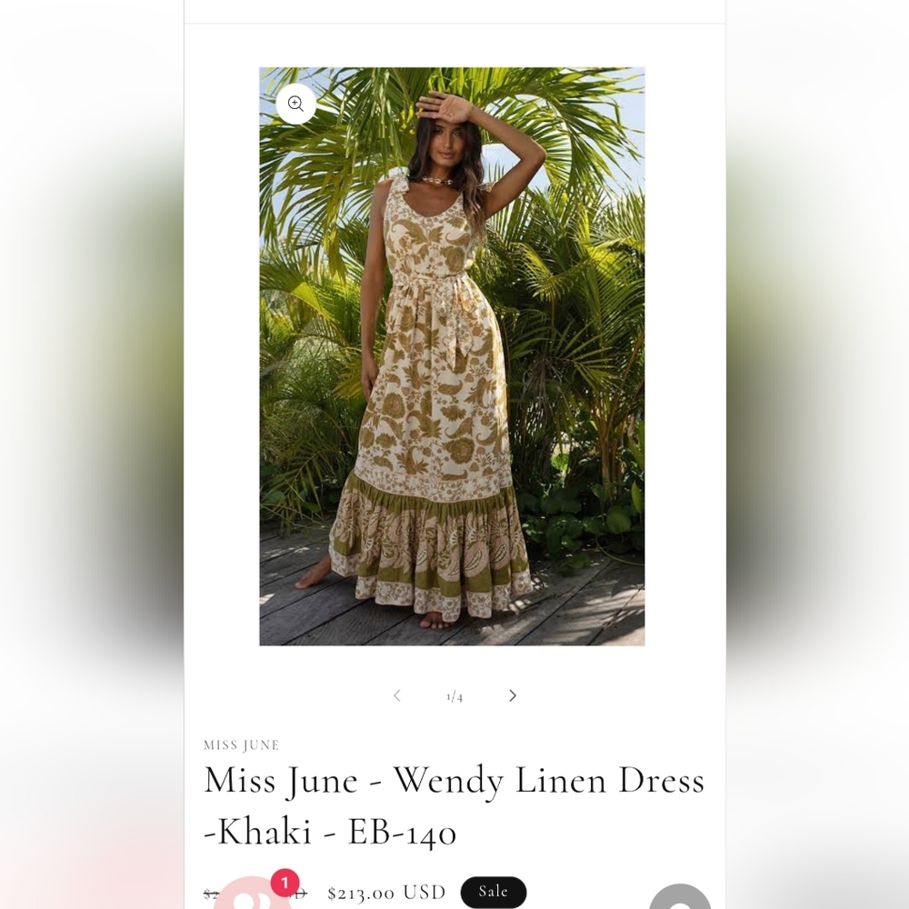 Miss June Wendy Linen Dress Floral Maxi Dress - Picture 3 of 14